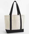 W804 Westford Mill EarthAware® Organic Varsity Shopper Natural / Black colour image